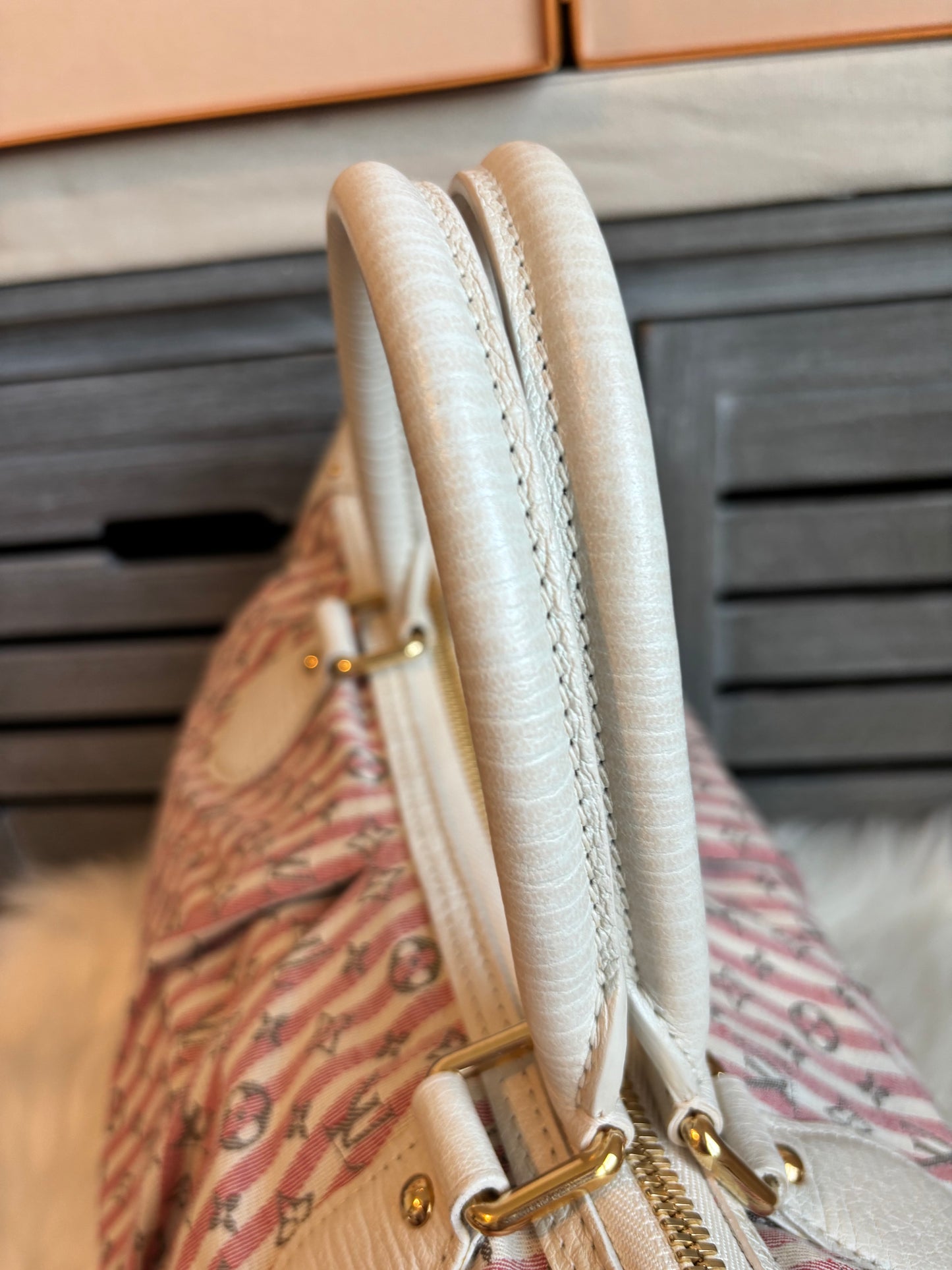 Louis Vuitton Pink/White Mini Lin Croisette Marina GM Bag