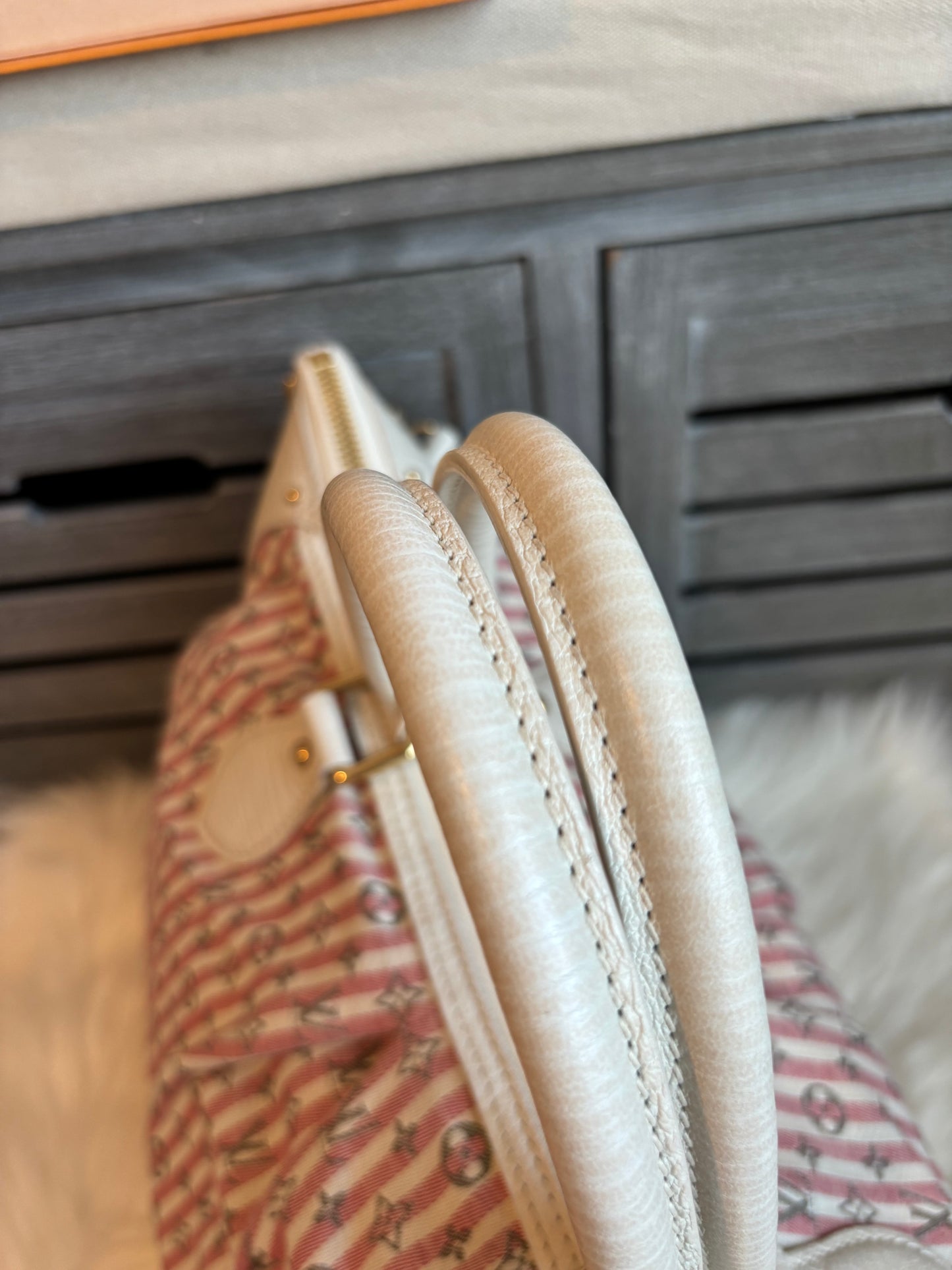 Louis Vuitton Pink/White Mini Lin Croisette Marina GM Bag