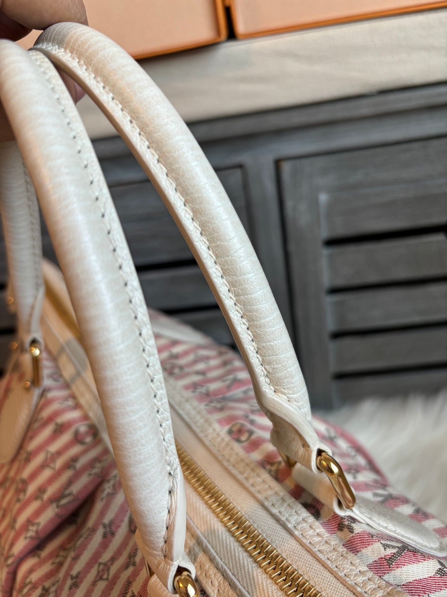 Louis Vuitton Pink/White Mini Lin Croisette Marina GM Bag