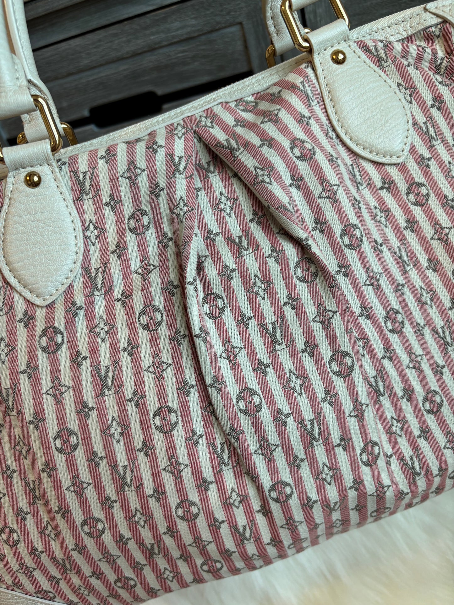 Louis Vuitton Pink/White Mini Lin Croisette Marina GM Bag
