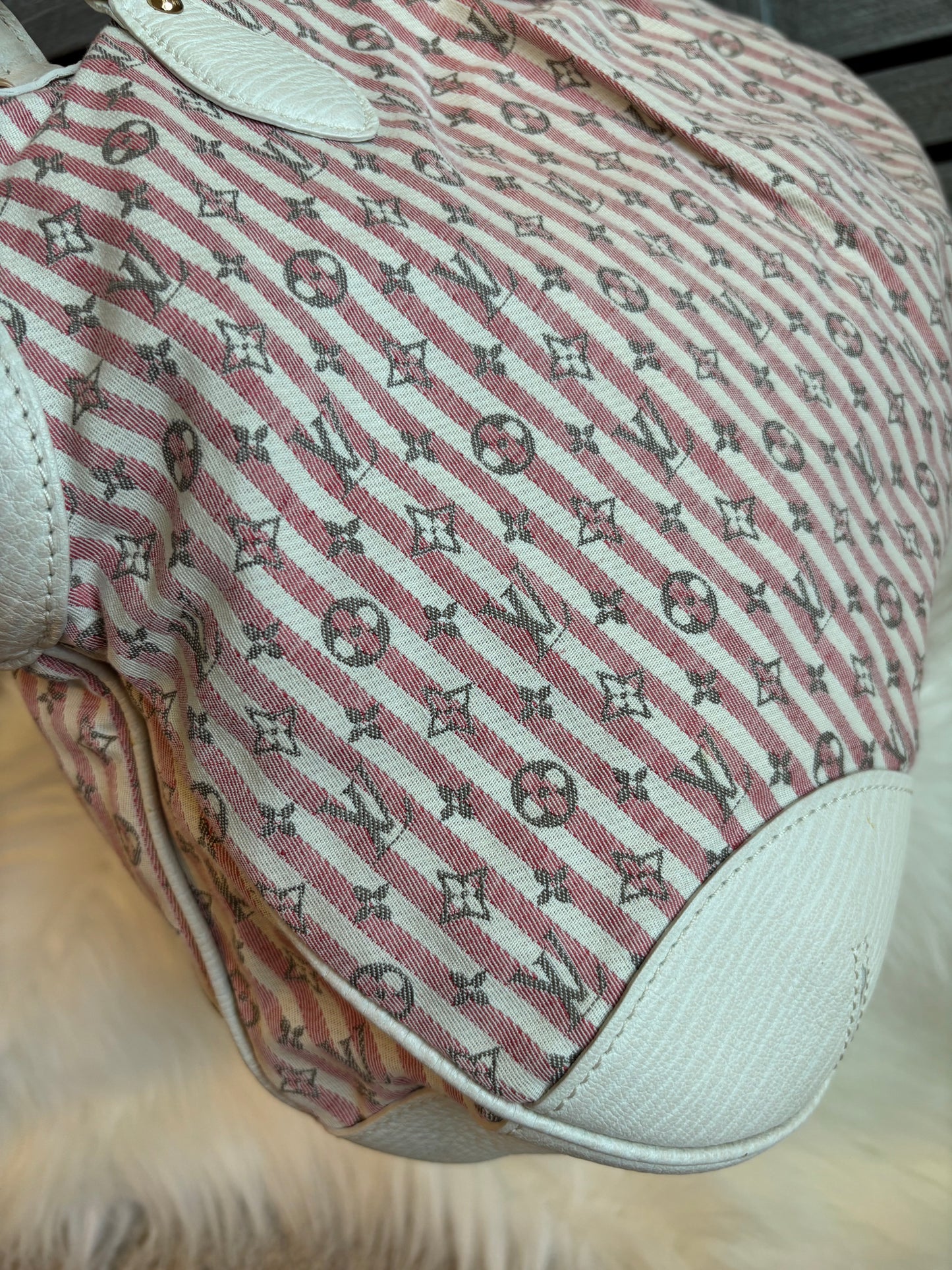 Louis Vuitton Pink/White Mini Lin Croisette Marina GM Bag