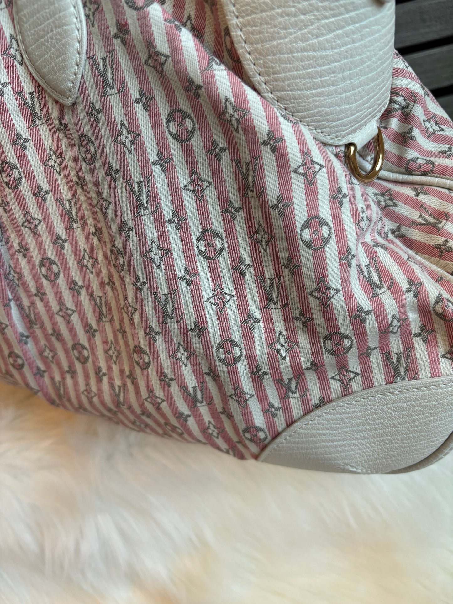 Louis Vuitton Pink/White Mini Lin Croisette Marina GM Bag
