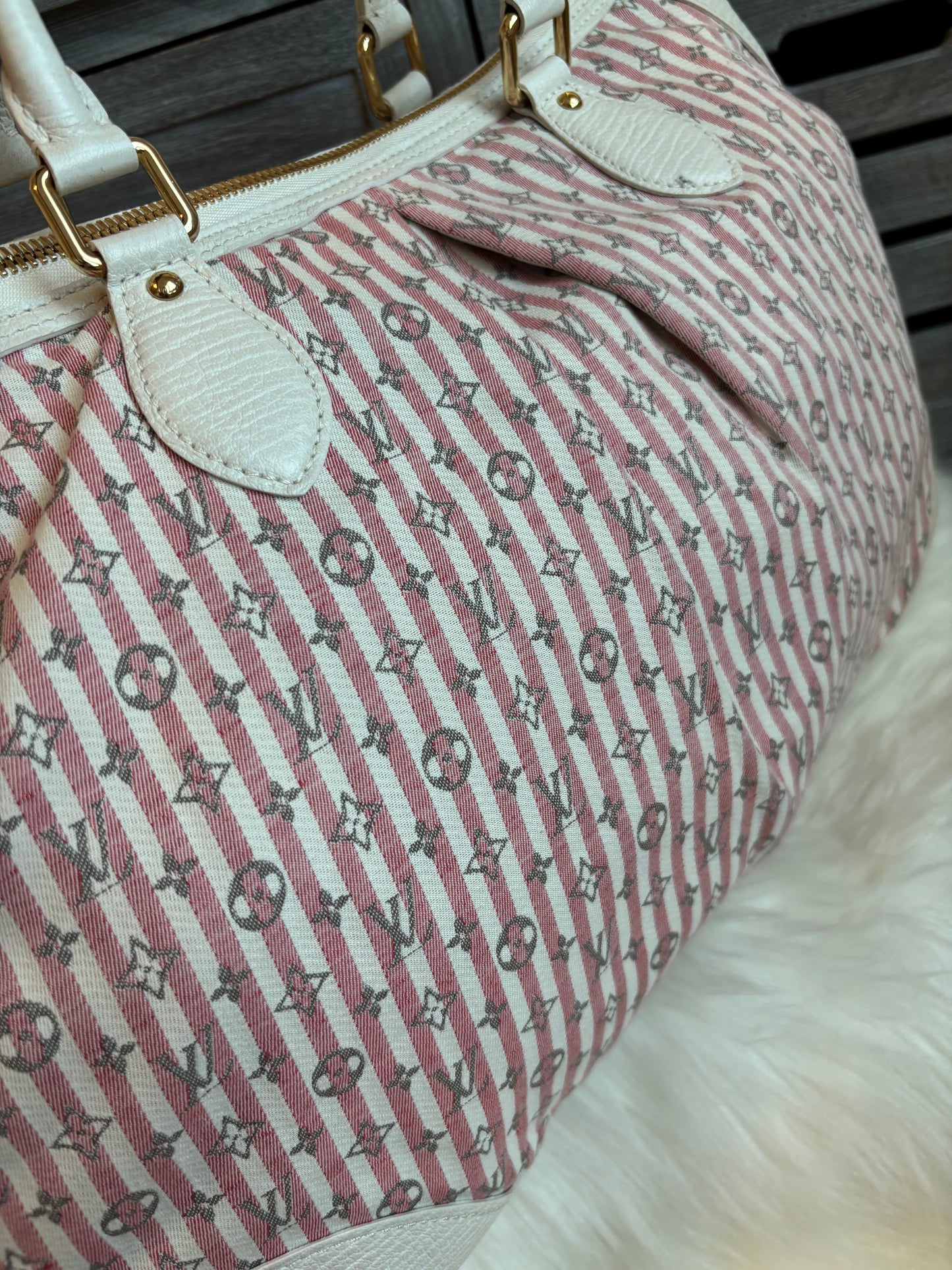 Louis Vuitton Pink/White Mini Lin Croisette Marina GM Bag