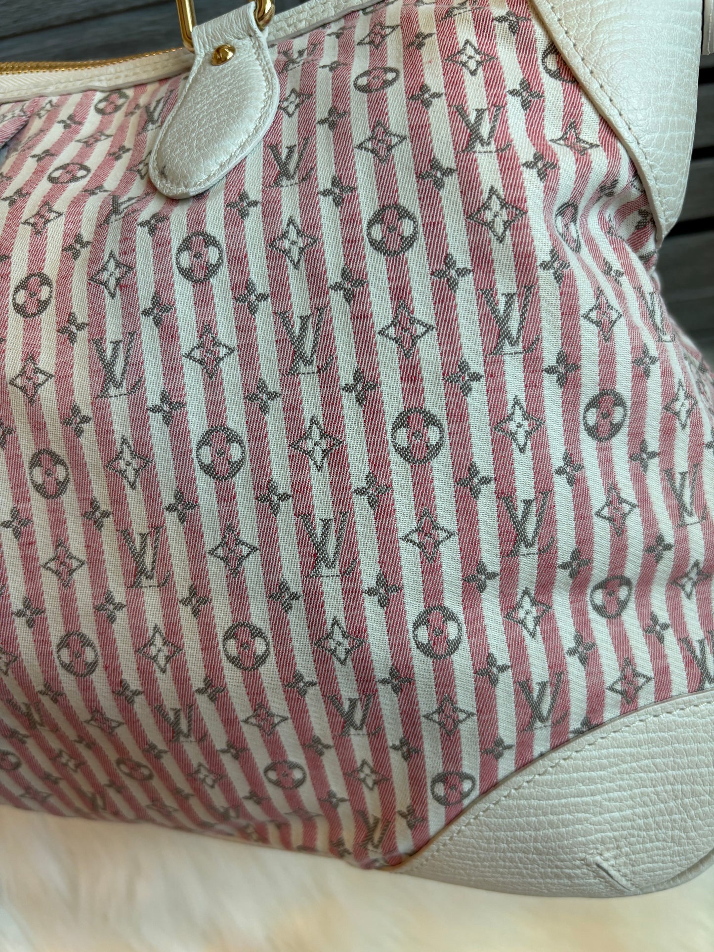 Louis Vuitton Pink/White Mini Lin Croisette Marina GM Bag