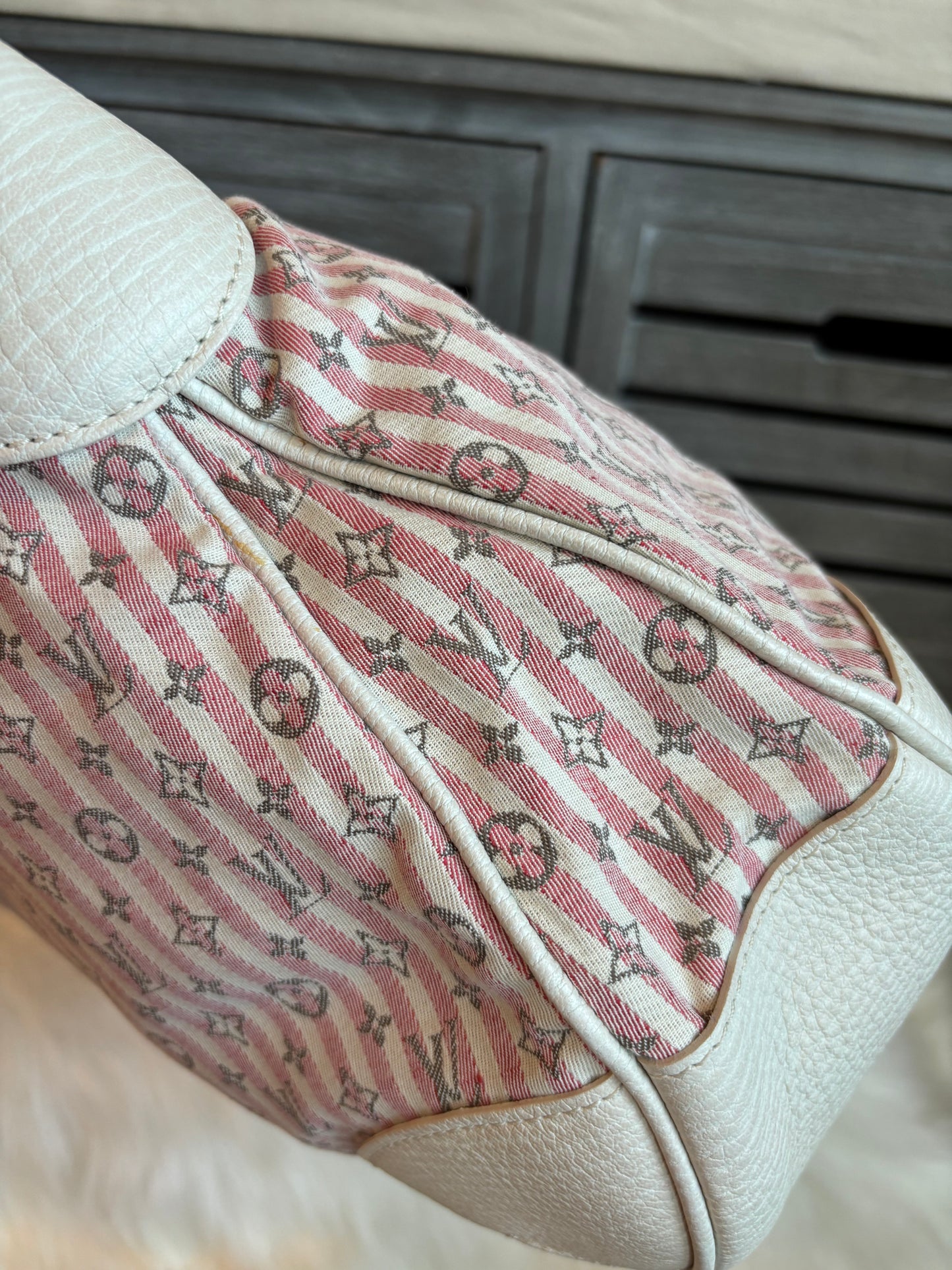 Louis Vuitton Pink/White Mini Lin Croisette Marina GM Bag