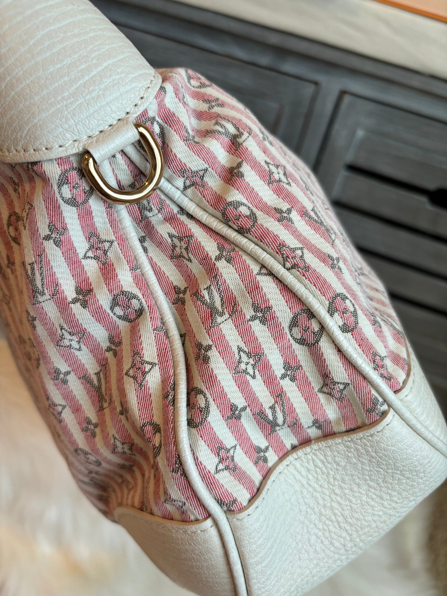 Louis Vuitton Pink/White Mini Lin Croisette Marina GM Bag
