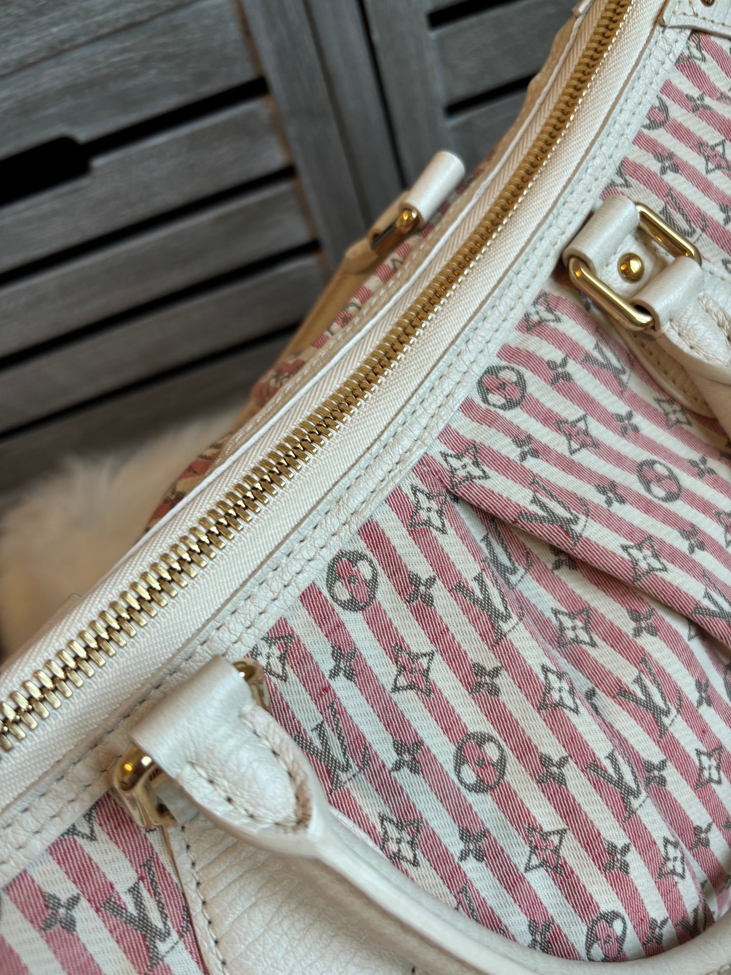 Louis Vuitton Pink/White Mini Lin Croisette Marina GM Bag