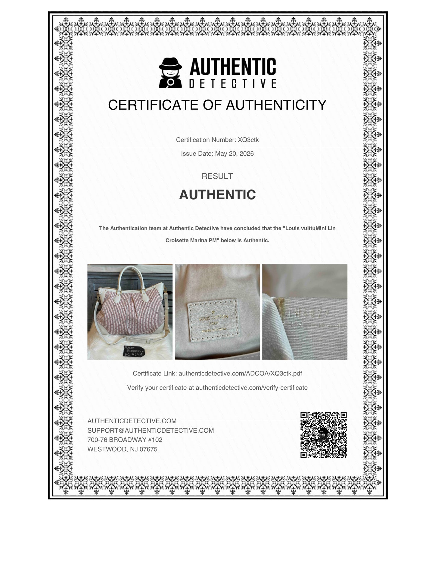 Louis Vuitton Pink/White Mini Lin Croisette Marina GM Bag