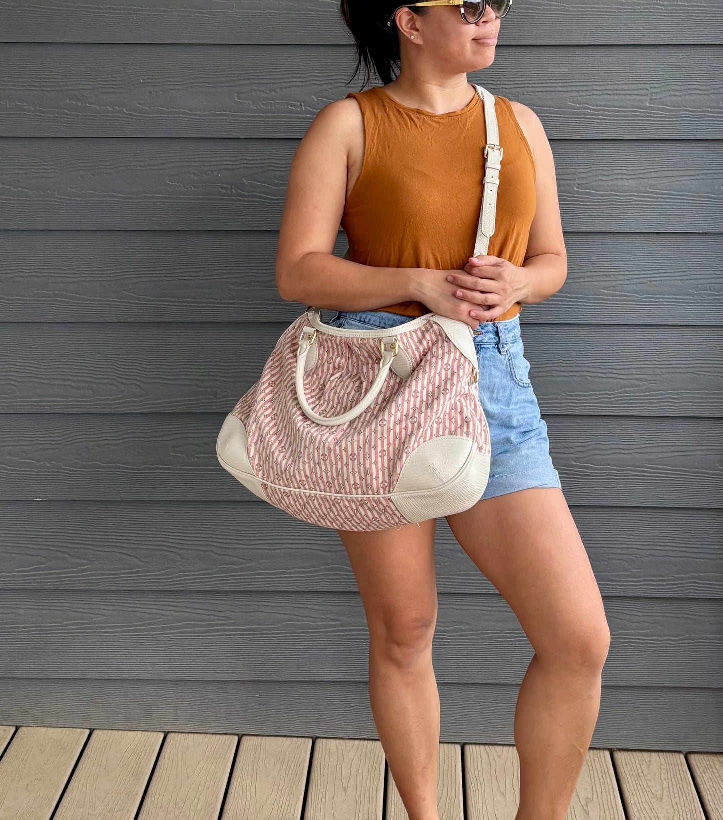 Louis Vuitton Pink/White Mini Lin Croisette Marina GM Bag