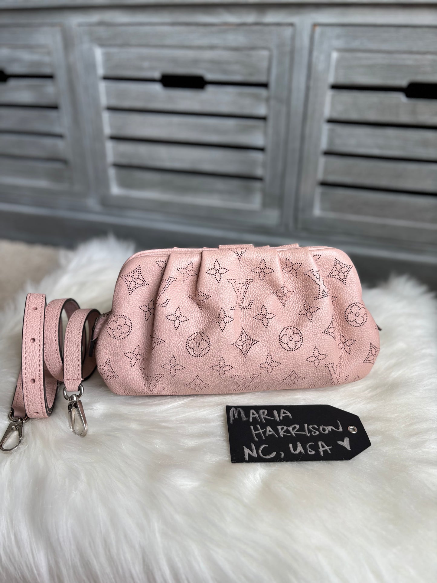 Louis Vuitton Magnolia Monogram Mahina Leather Scala Pouch/Crossbody Bag