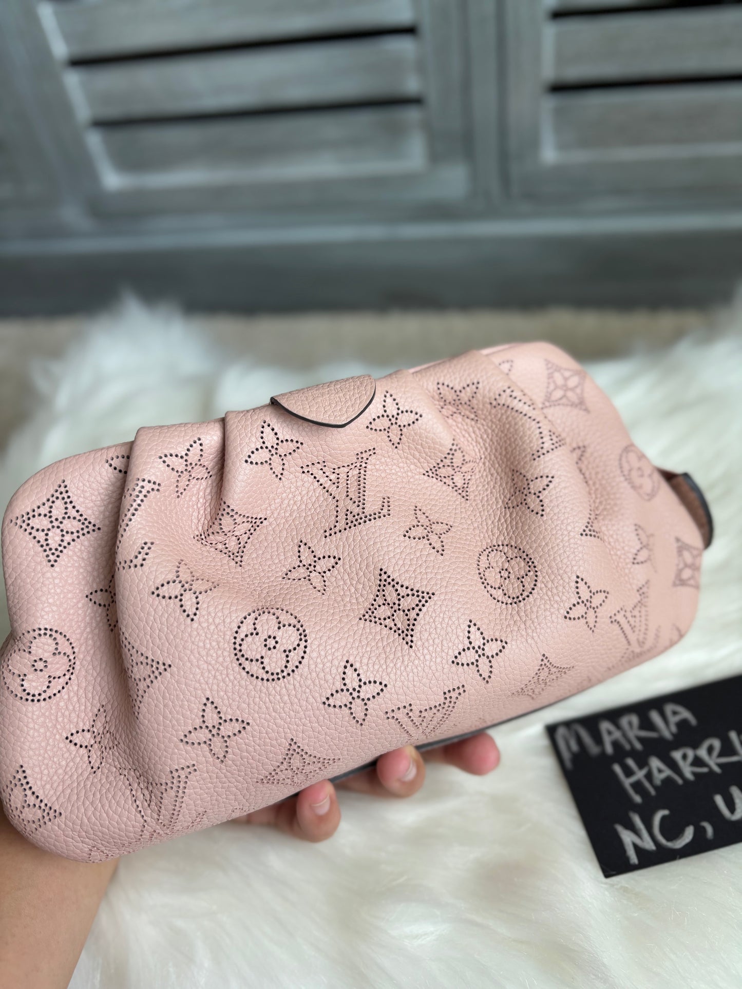 Louis Vuitton Magnolia Monogram Mahina Leather Scala Pouch/Crossbody Bag