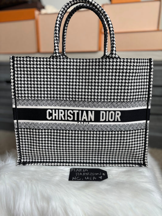 Christian Dior Houndstooth Large Booke Tote