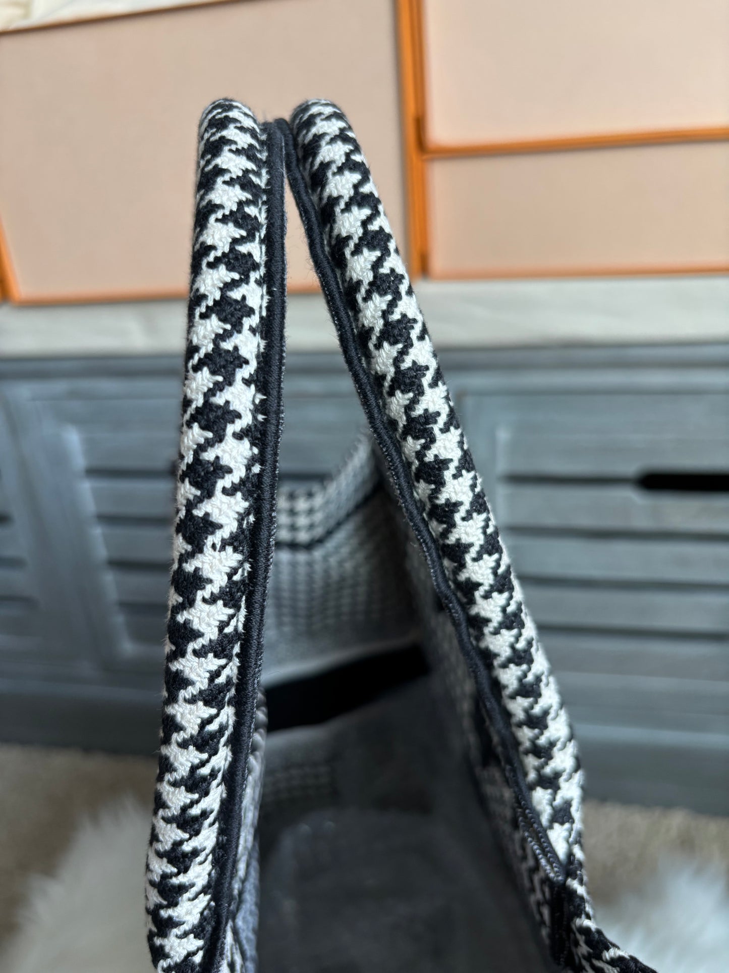 Christian Dior Houndstooth Large Booke Tote