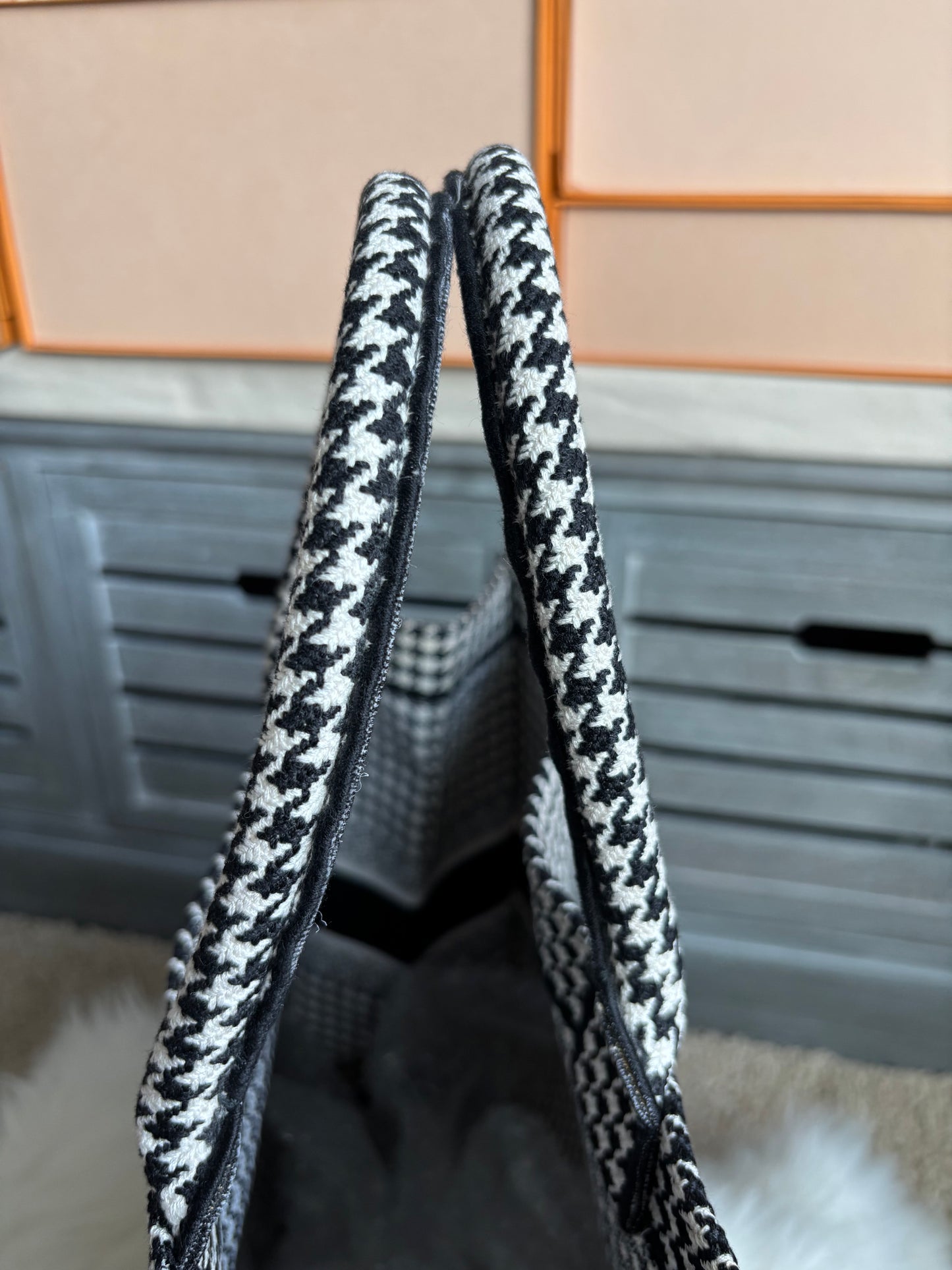 Christian Dior Houndstooth Large Booke Tote