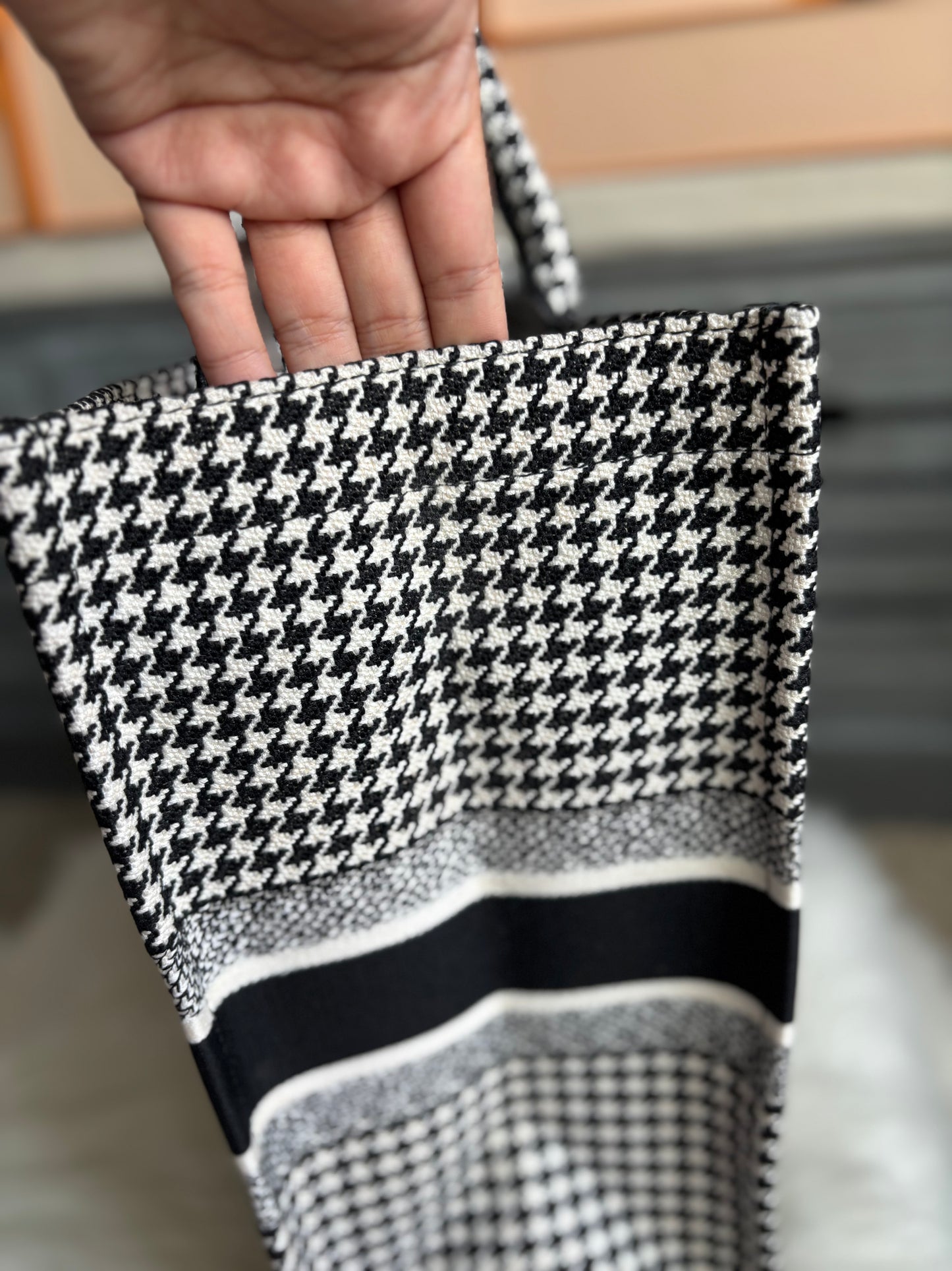 Christian Dior Houndstooth Large Booke Tote