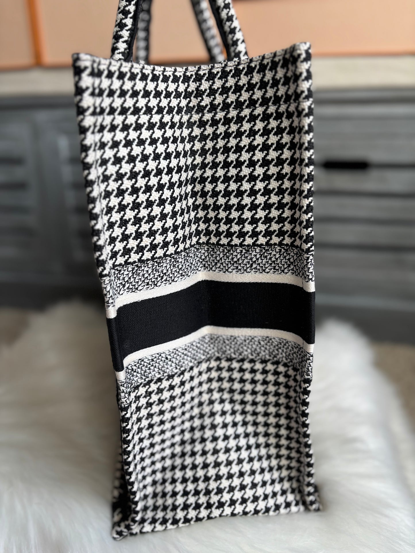Christian Dior Houndstooth Large Booke Tote