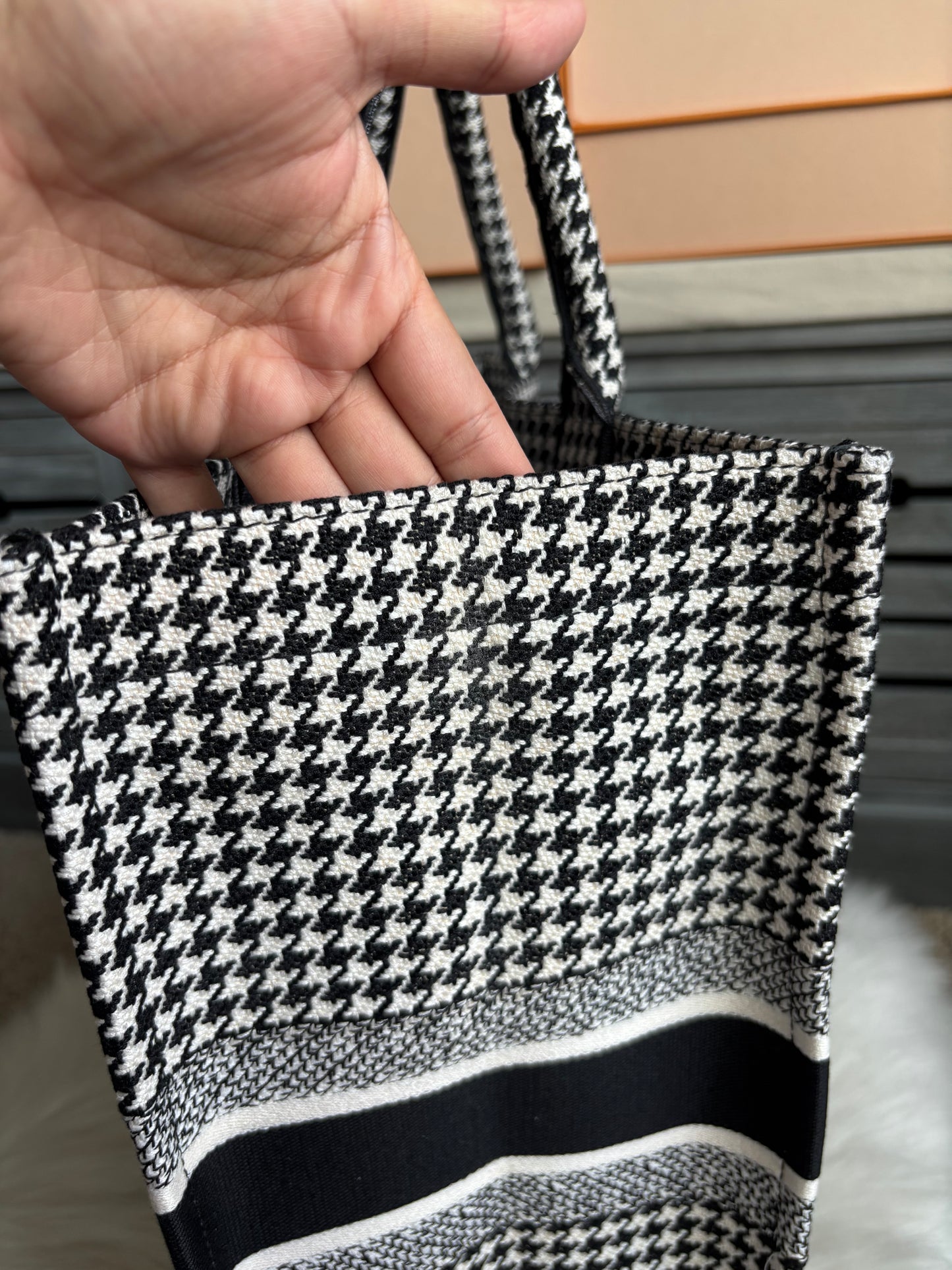 Christian Dior Houndstooth Large Booke Tote