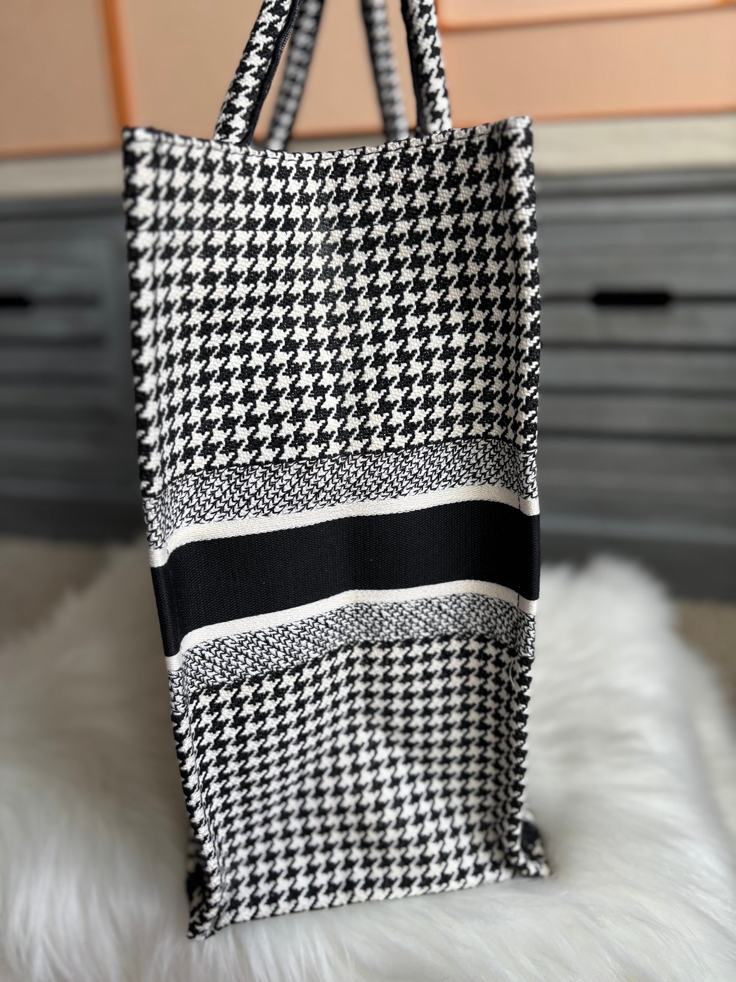 Christian Dior Houndstooth Large Booke Tote