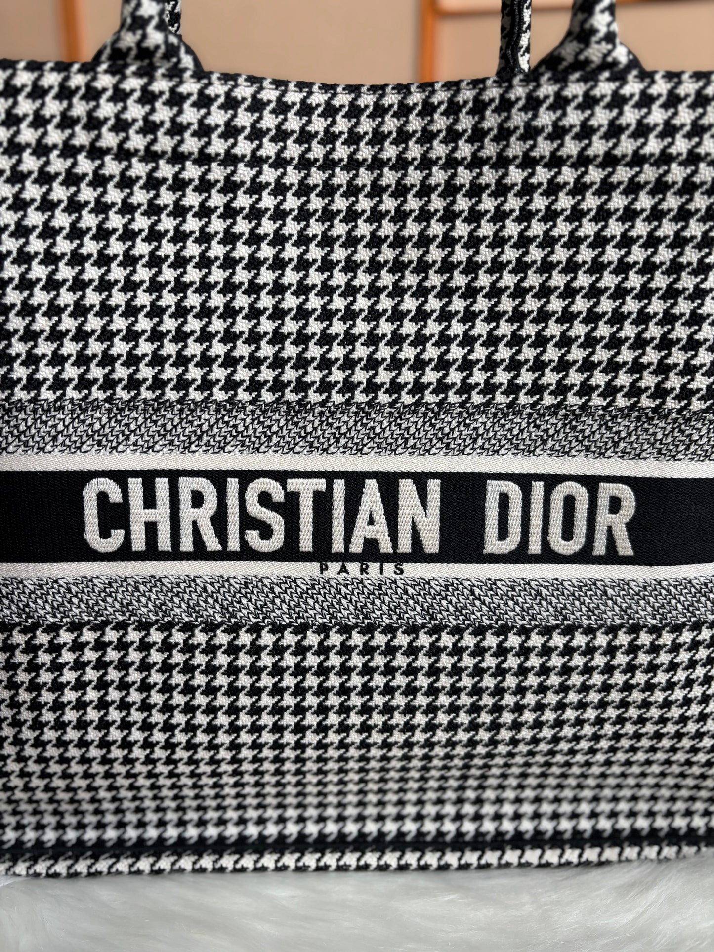 Christian Dior Houndstooth Large Booke Tote