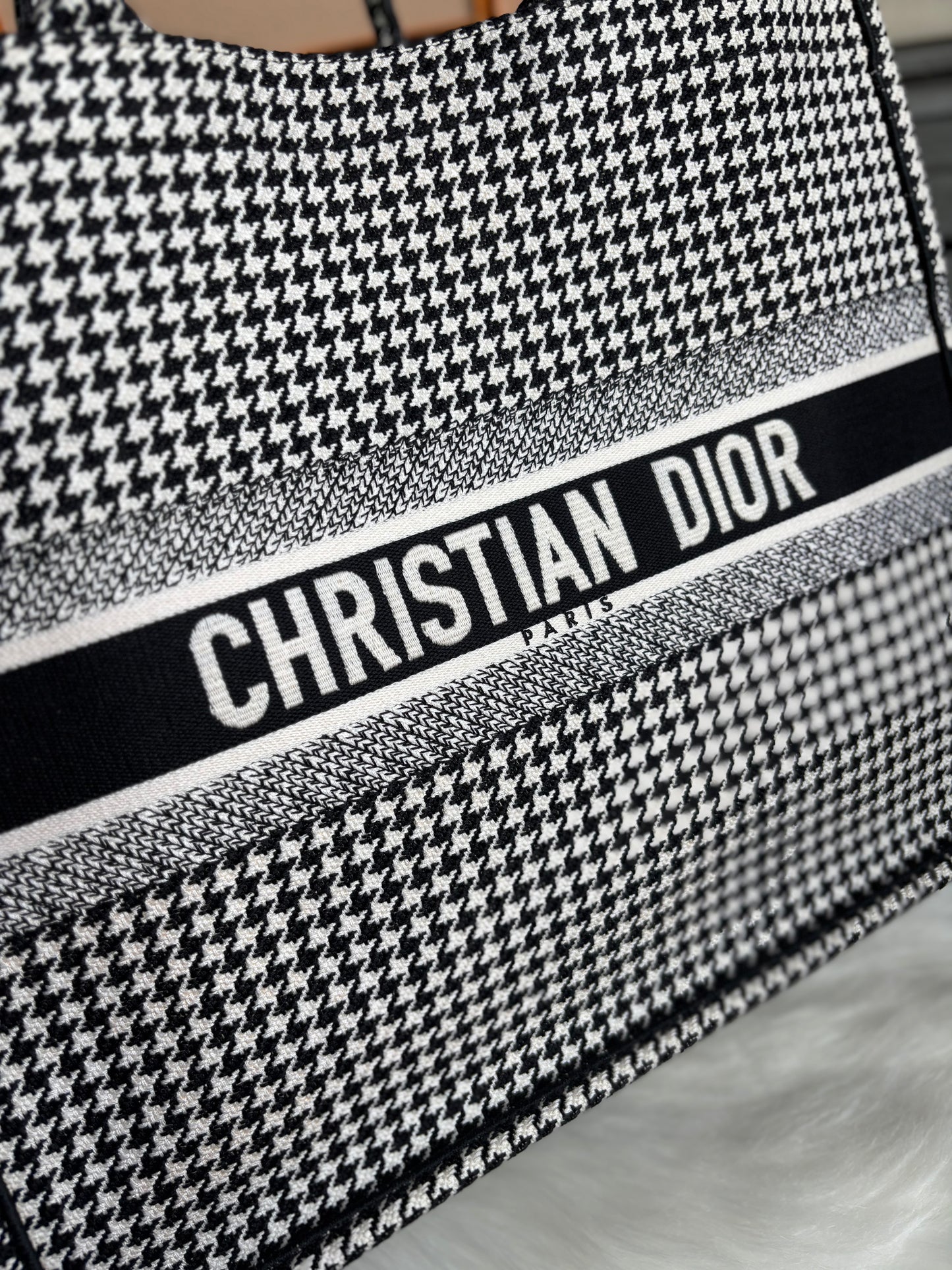 Christian Dior Houndstooth Large Booke Tote