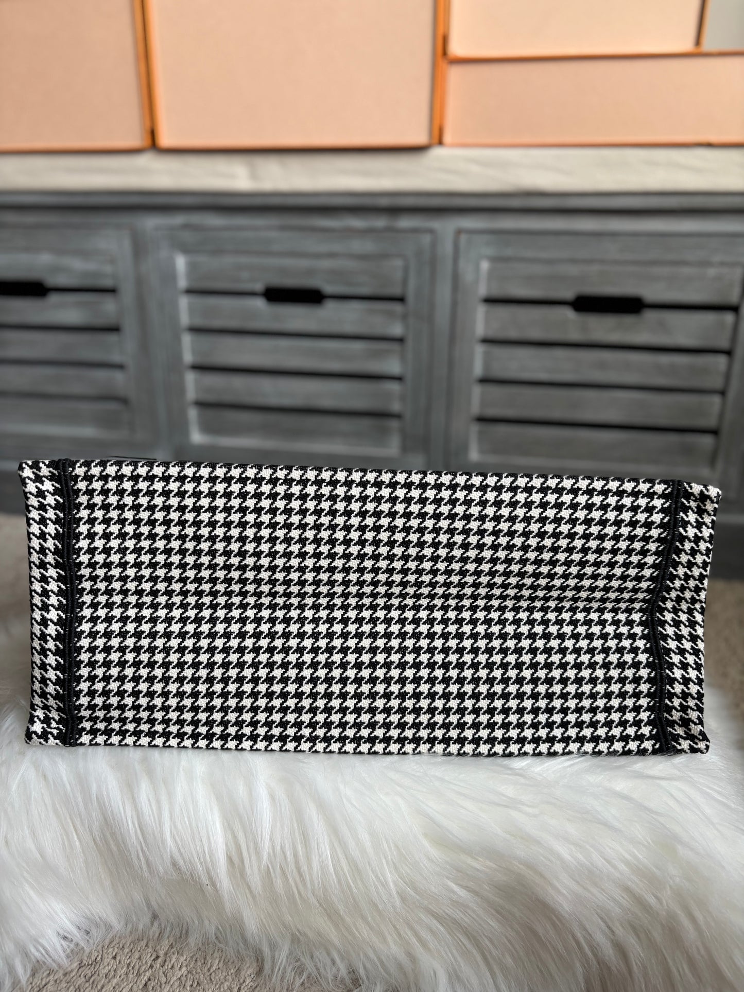 Christian Dior Houndstooth Large Booke Tote