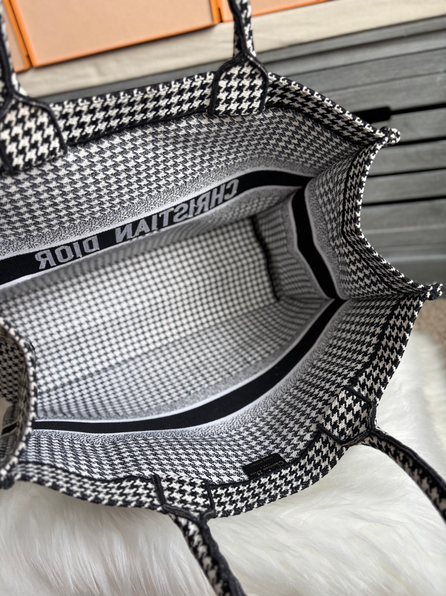 Christian Dior Houndstooth Large Booke Tote