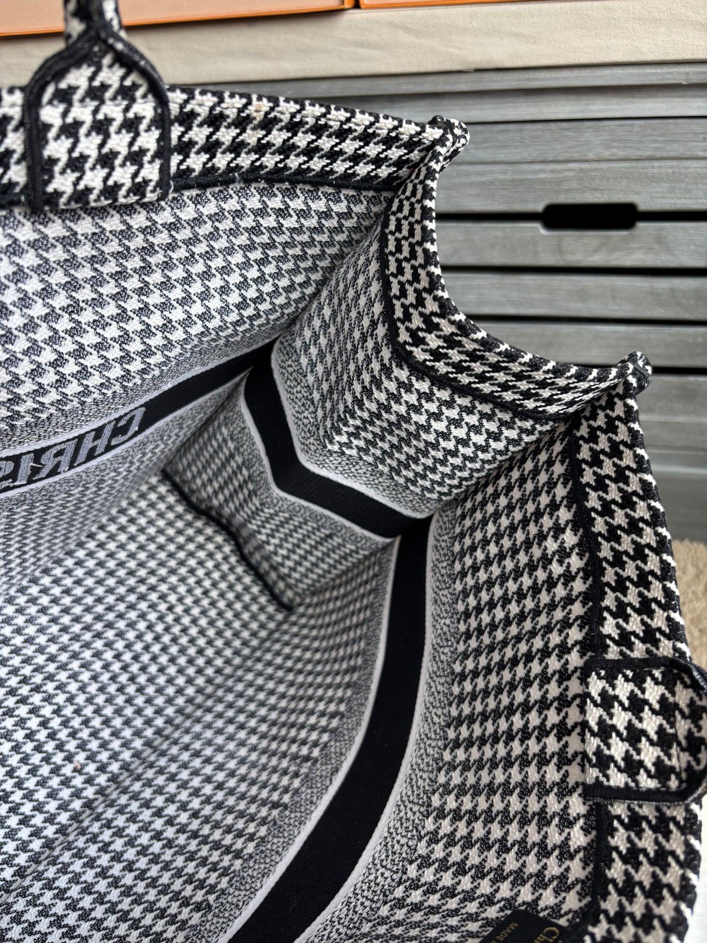 Christian Dior Houndstooth Large Booke Tote