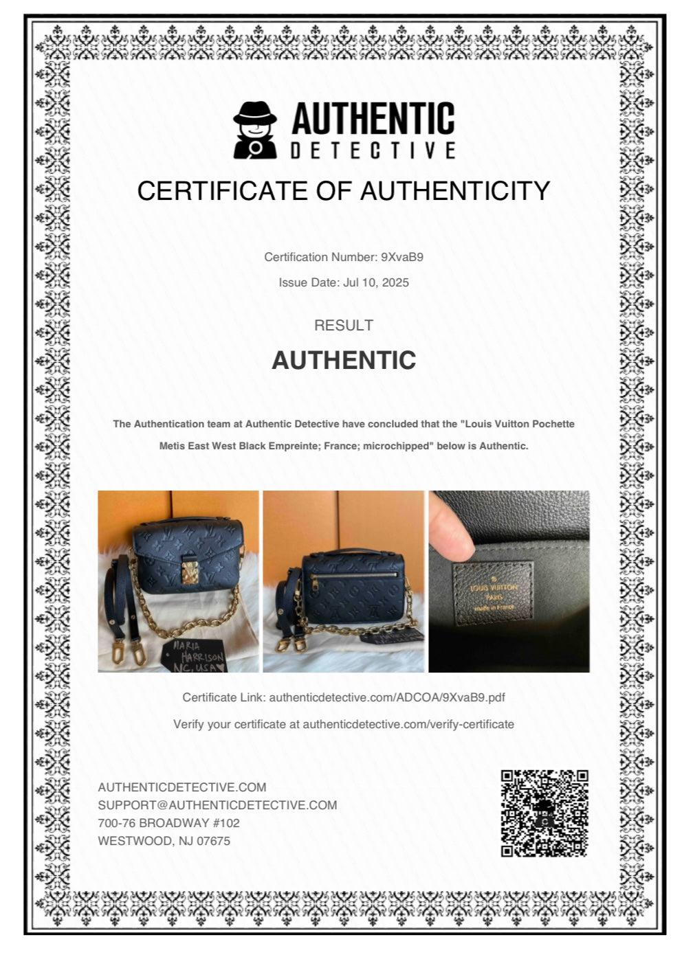 Louis Vuitton Pochette Metis East West Black Empreinte