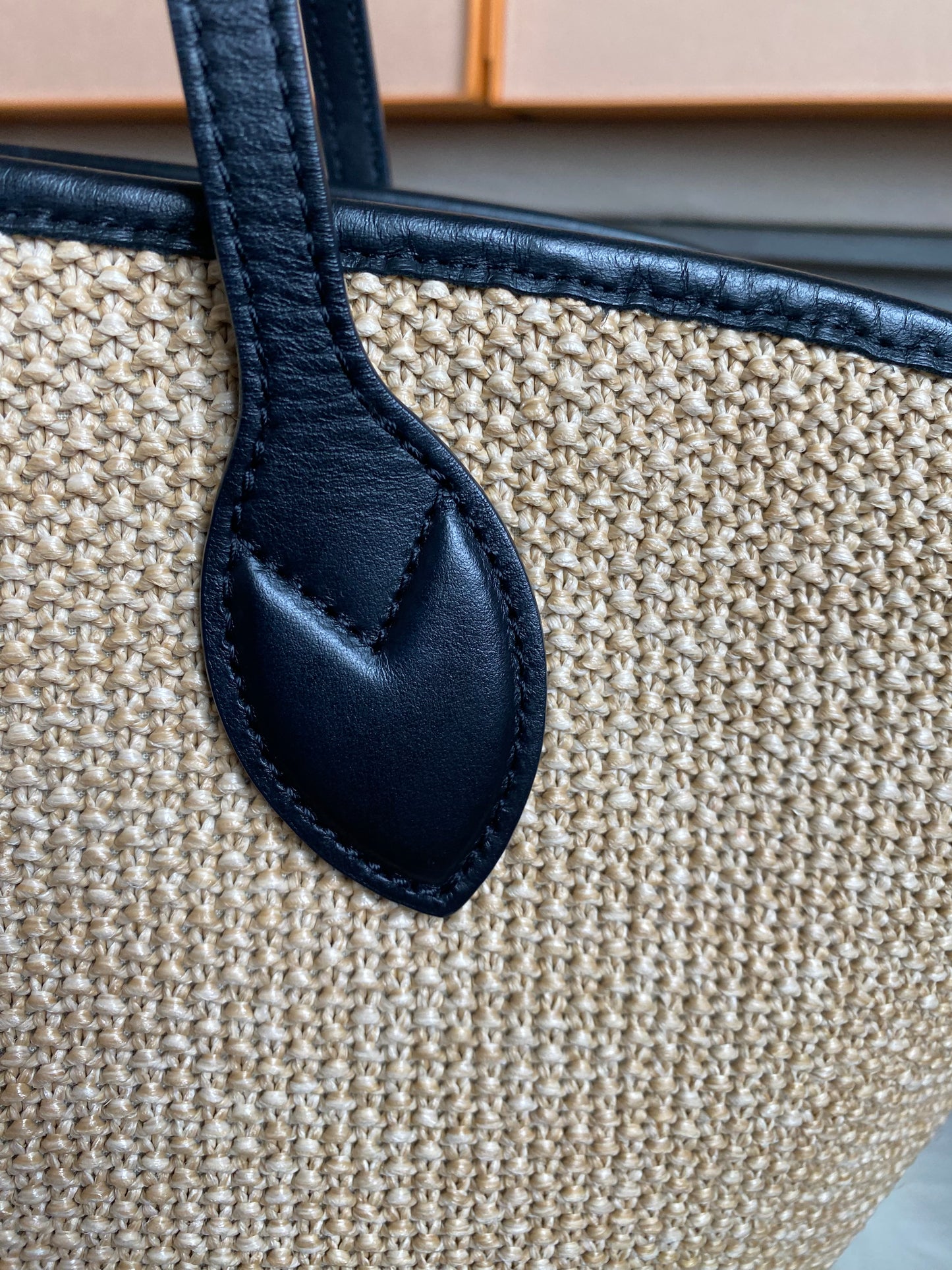 Louis Vuitton Raffia Saint Jacques Tote Noir With Pouch