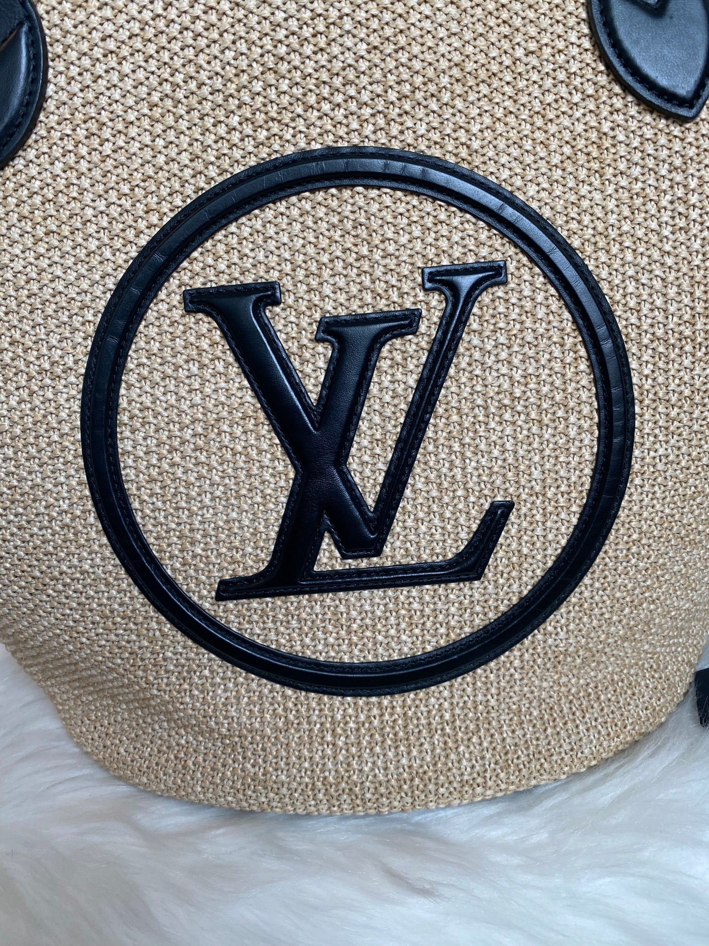 Louis Vuitton Raffia Saint Jacques Tote Noir With Pouch