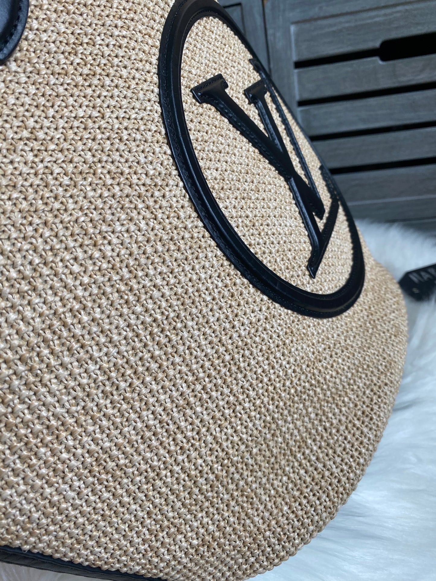 Louis Vuitton Raffia Saint Jacques Tote Noir With Pouch