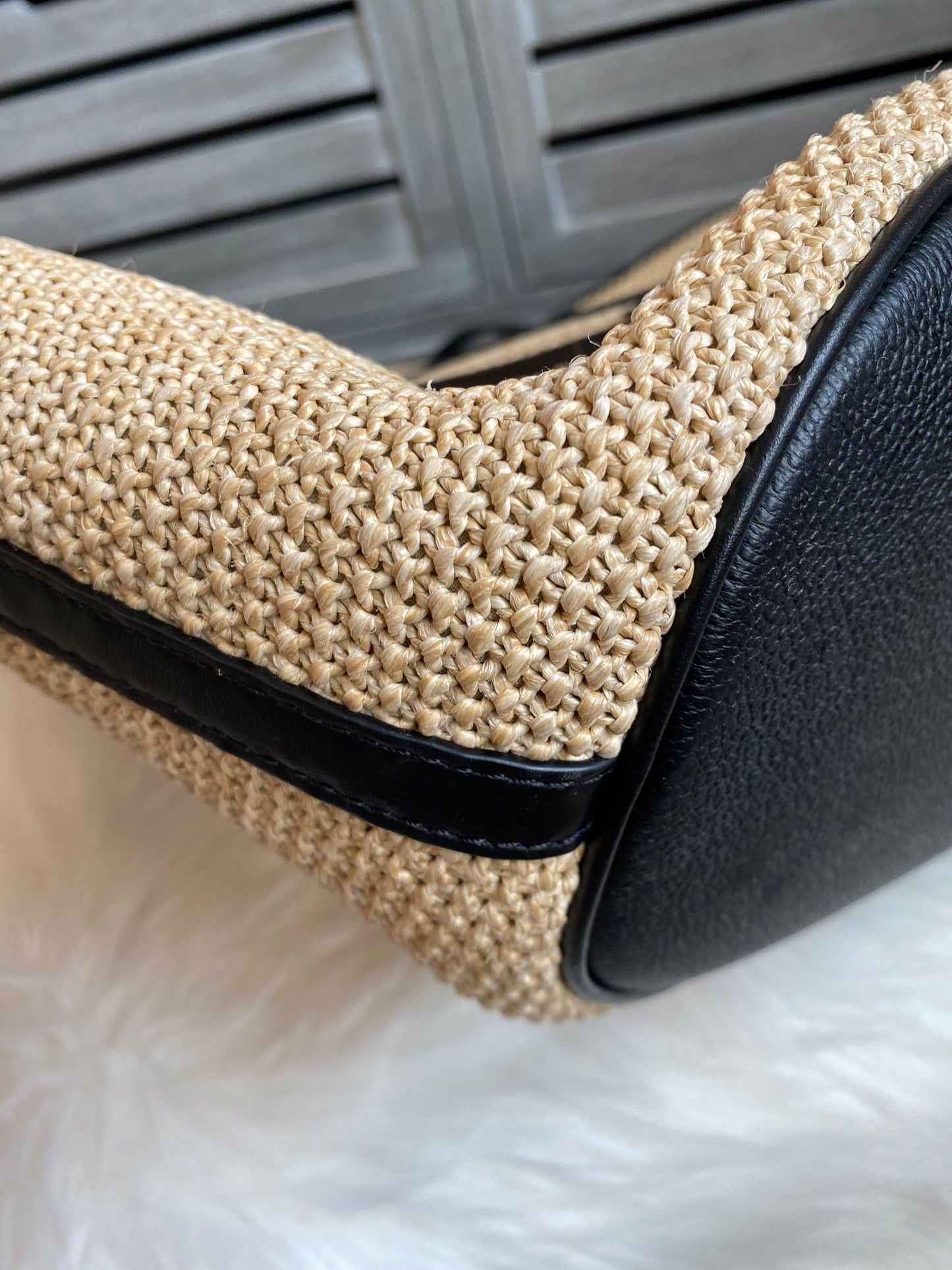 Louis Vuitton Raffia Saint Jacques Tote Noir With Pouch
