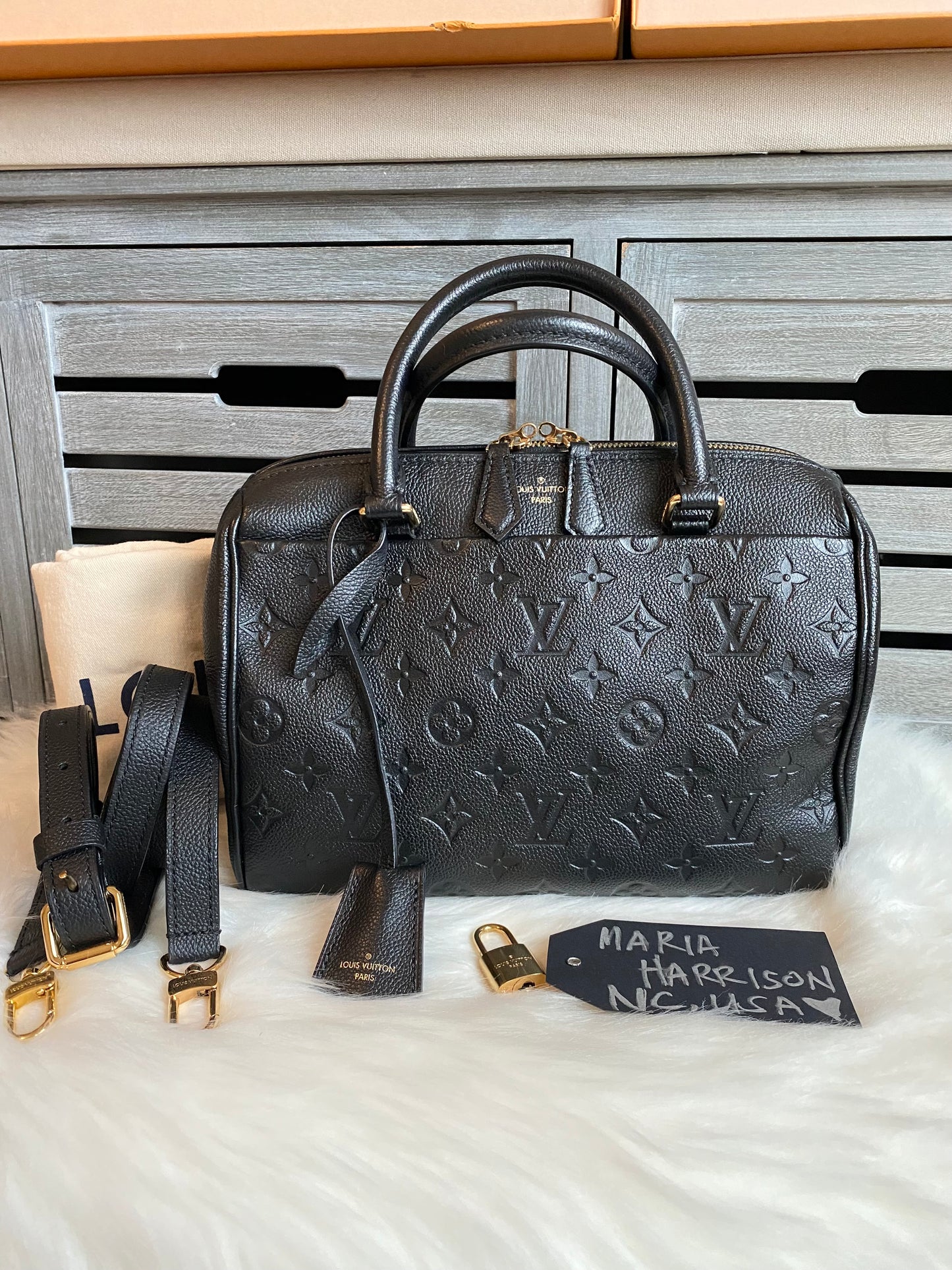 Louis Vuitton Speedy 25 Bandouliere Black Empreinte
