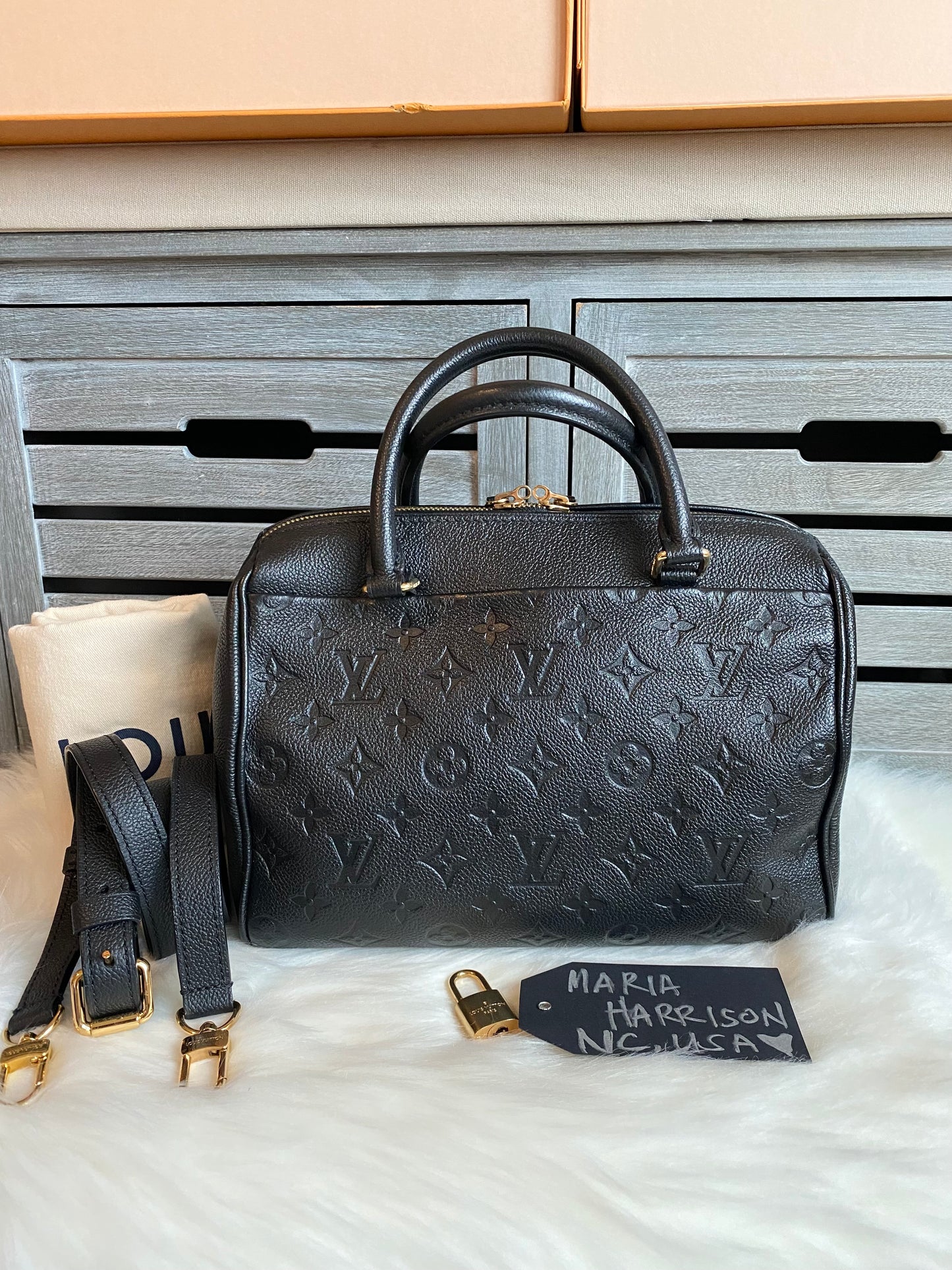 Louis Vuitton Speedy 25 Bandouliere Black Empreinte