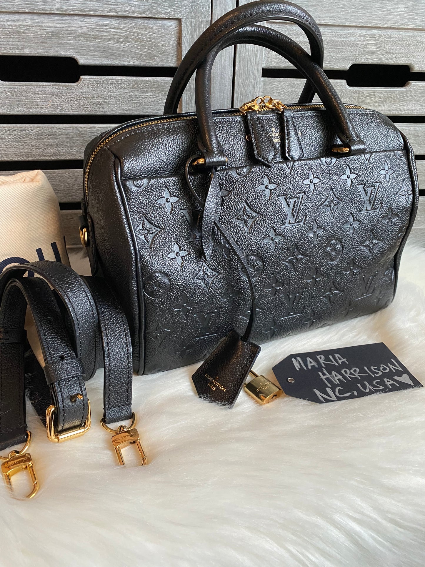 Louis Vuitton Speedy 25 Bandouliere Black Empreinte
