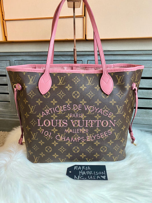 Louis Vuitton Limited Edition Rose Velours Ikat Neverfull MM