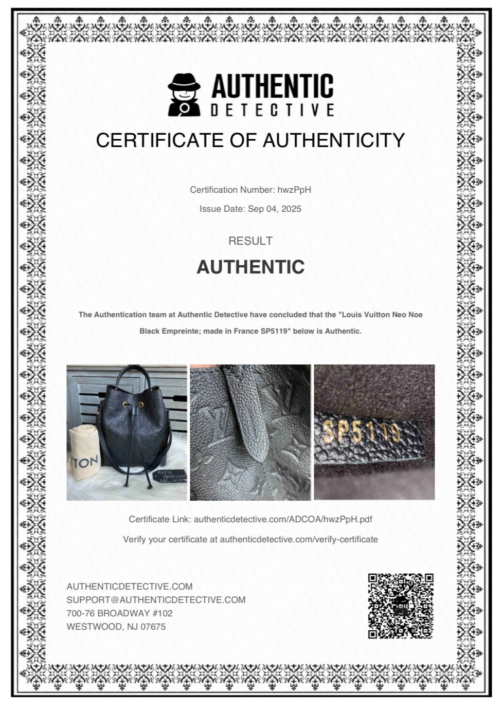 Louis Vuitton Neo Noe MM Black Empreinte