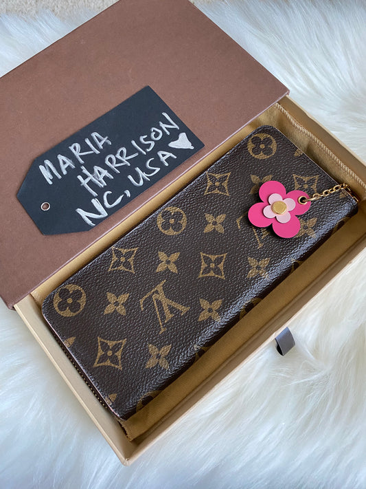 Louis Vuitton Clemence Bloom Flower Zip Wallet
