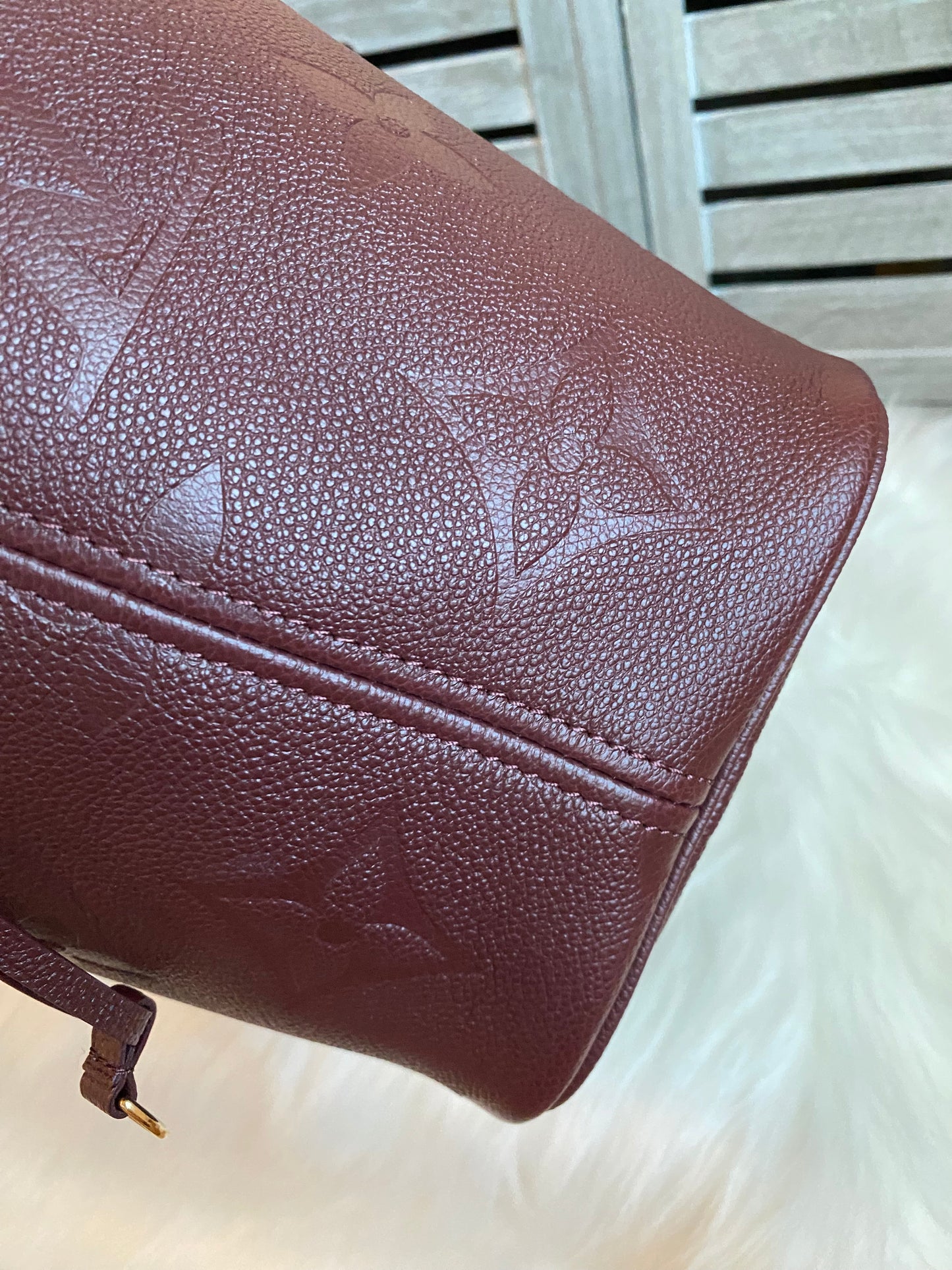 Louis Neverfull MM Empreinte Leather With Pouch Wine Color