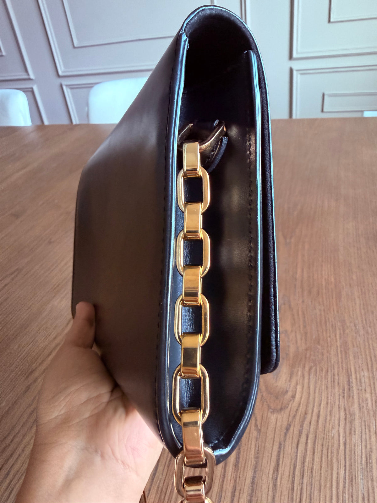 Louis Vuitton Black Calfskin Leather Chain Louise GM Bag