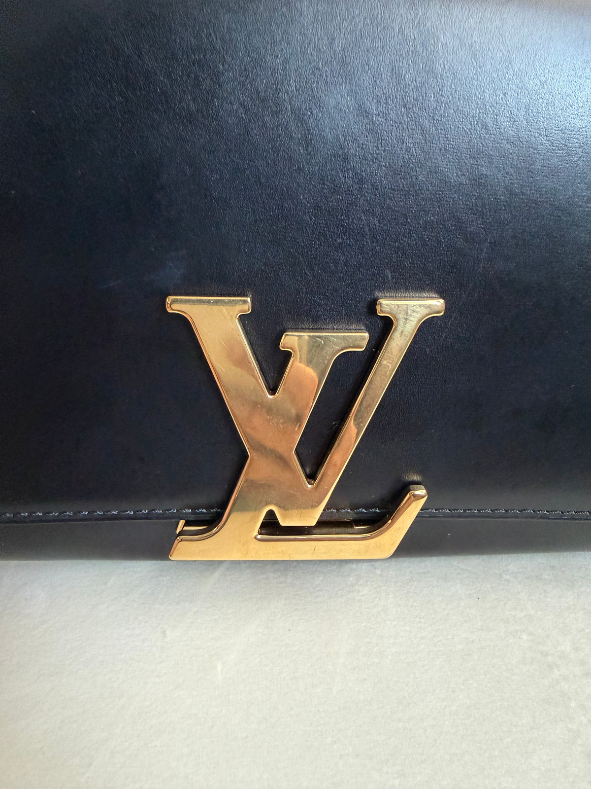 Louis Vuitton Black Calfskin Leather Chain Louise GM Bag