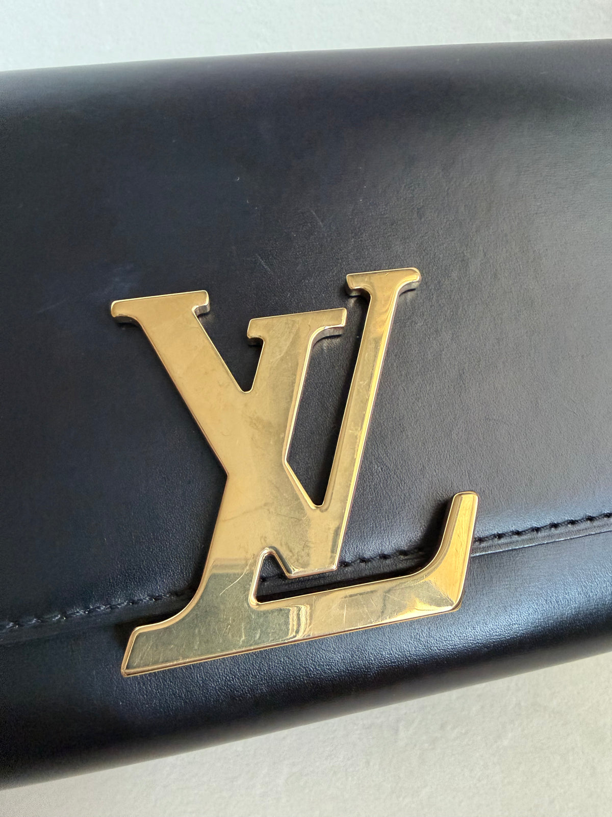 Louis Vuitton Black Calfskin Leather Chain Louise GM Bag