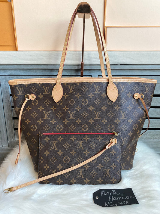 Louis Vuitton Neverfull MM With Pouch Cerise